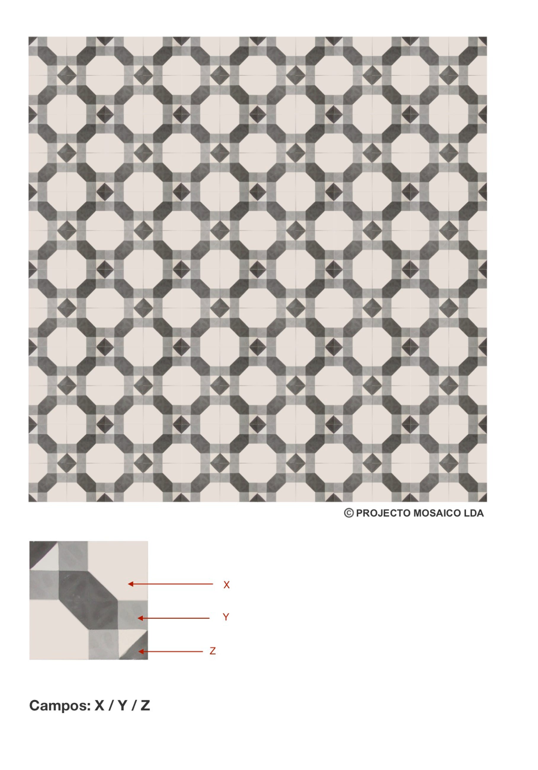 illustração de aplicação do mosaico hidráulico ref: Campos