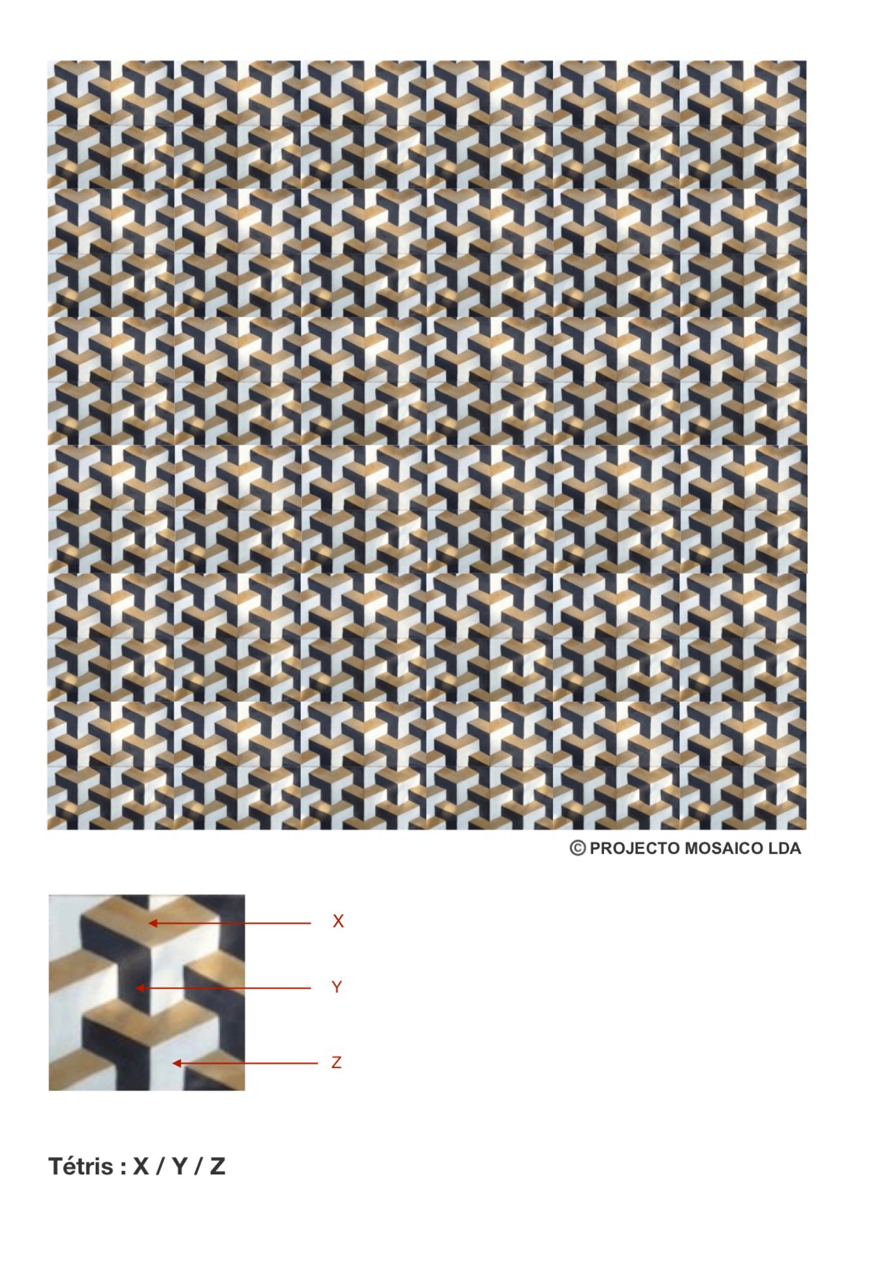 illustração de aplicação do mosaico hidráulico ref: Tetris
