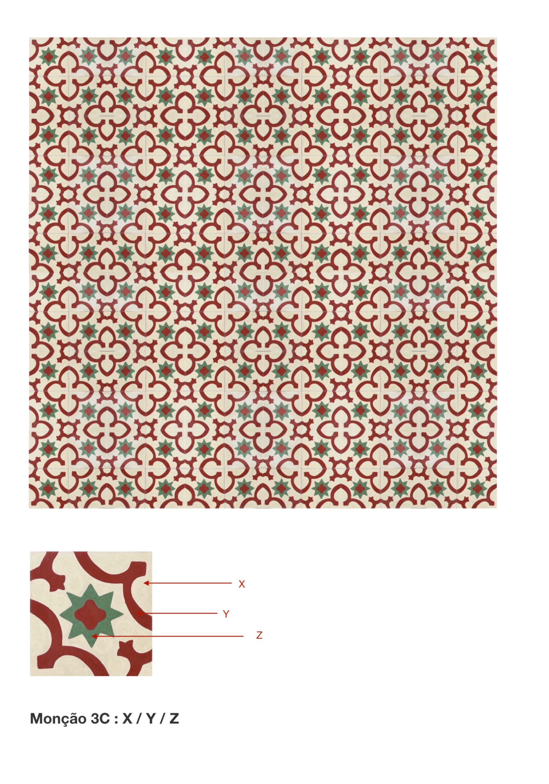 illustração de aplicação do mosaico hidráulico ref: monção