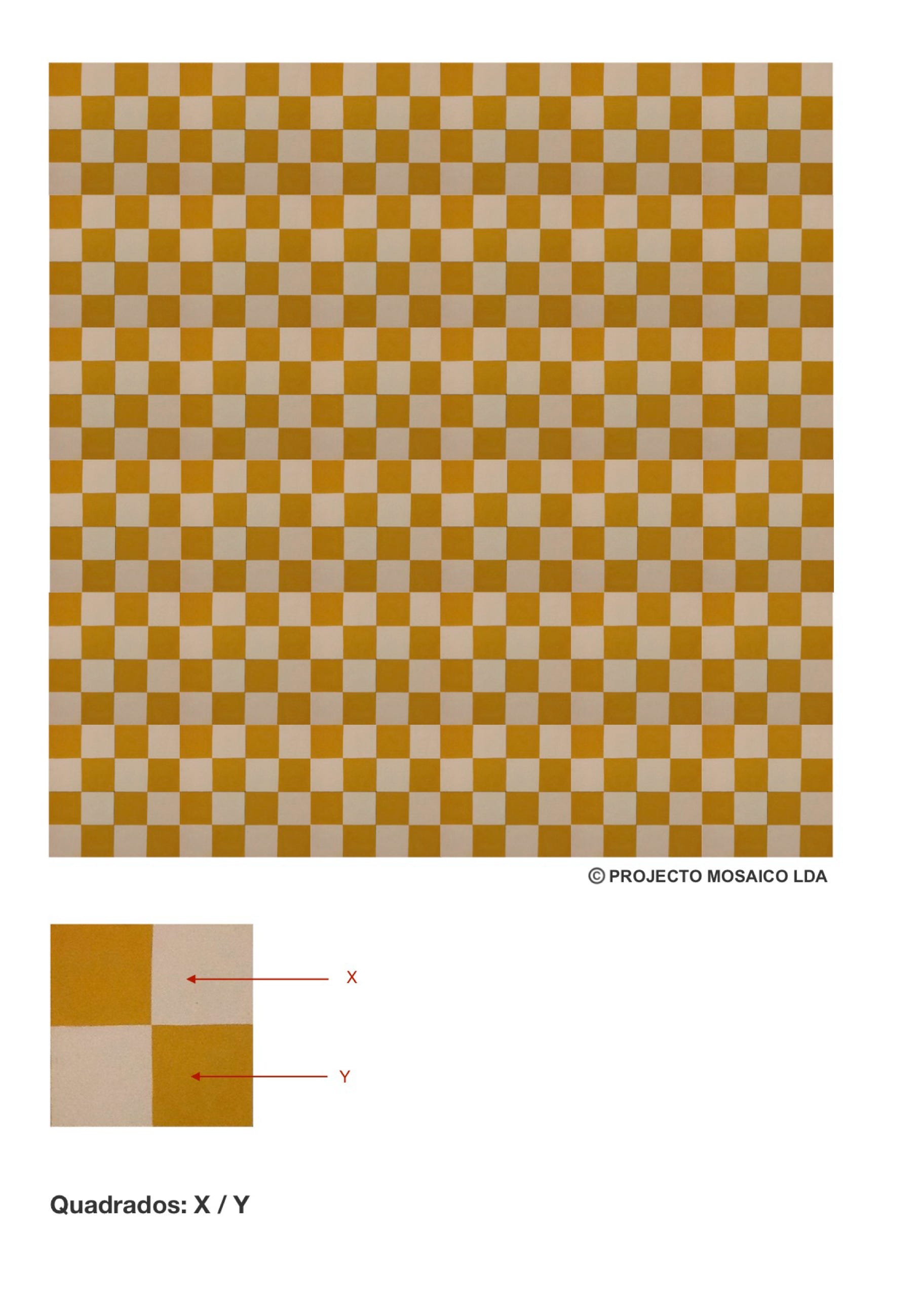 illustração de aplicação do mosaico hidráulico ref: Quadrados