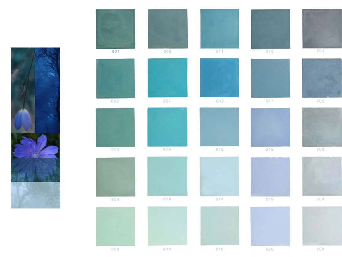 A gama de tons azuis da Projecto Mosaico
