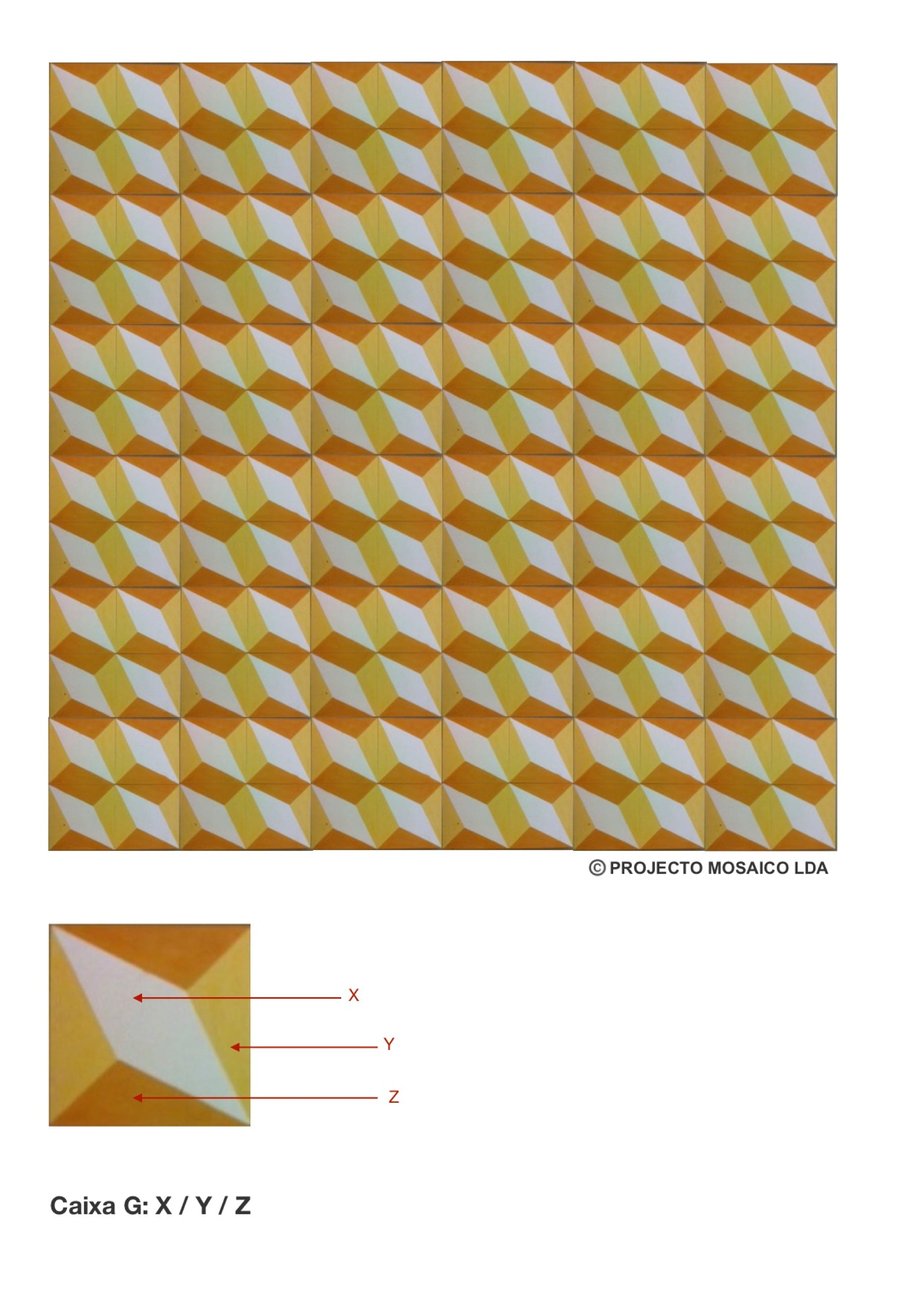 illustração de aplicação do mosaico hidráulico ref: Caixa G