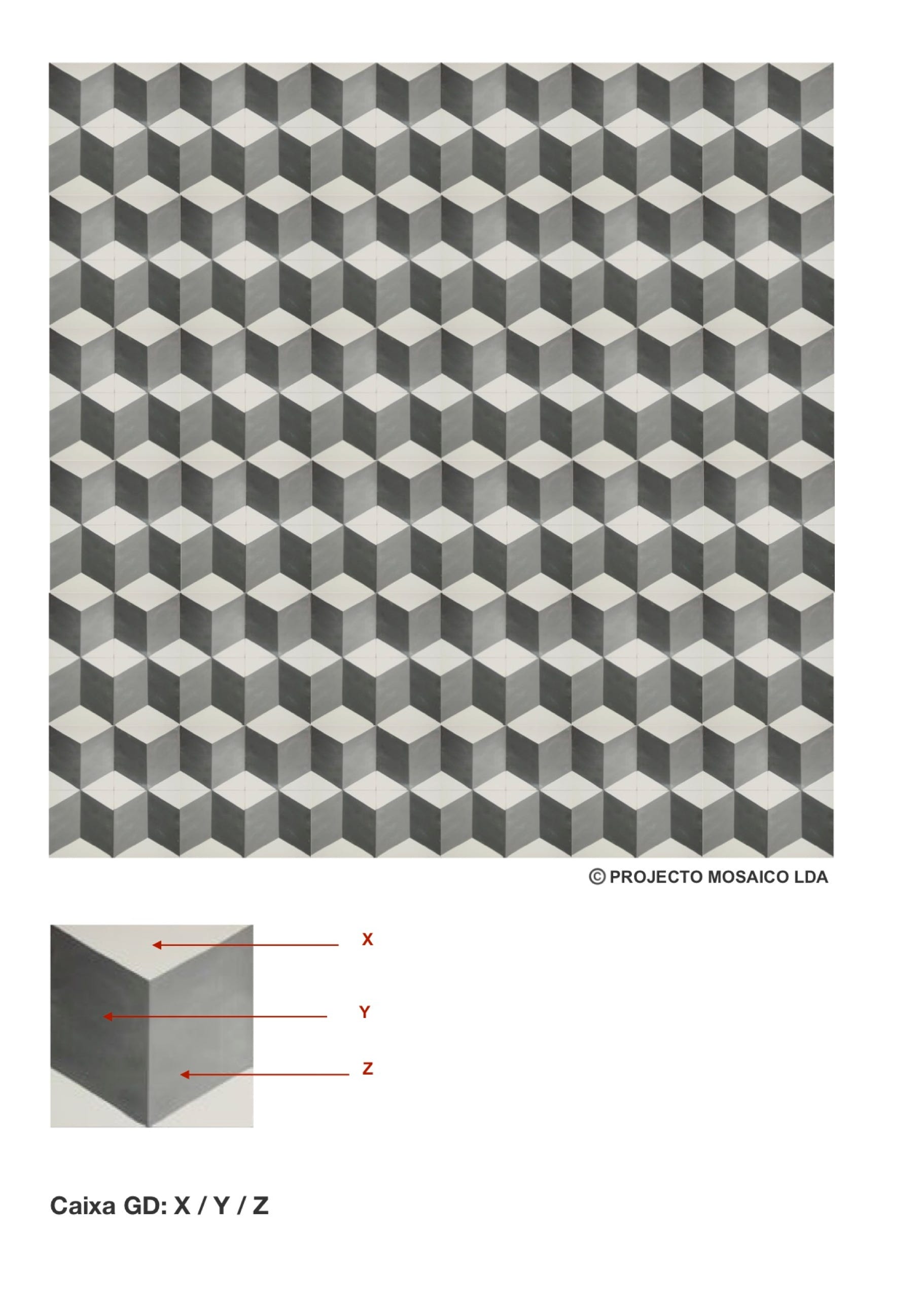 illustração de aplicação do mosaico hidráulico ref: Caixa GD