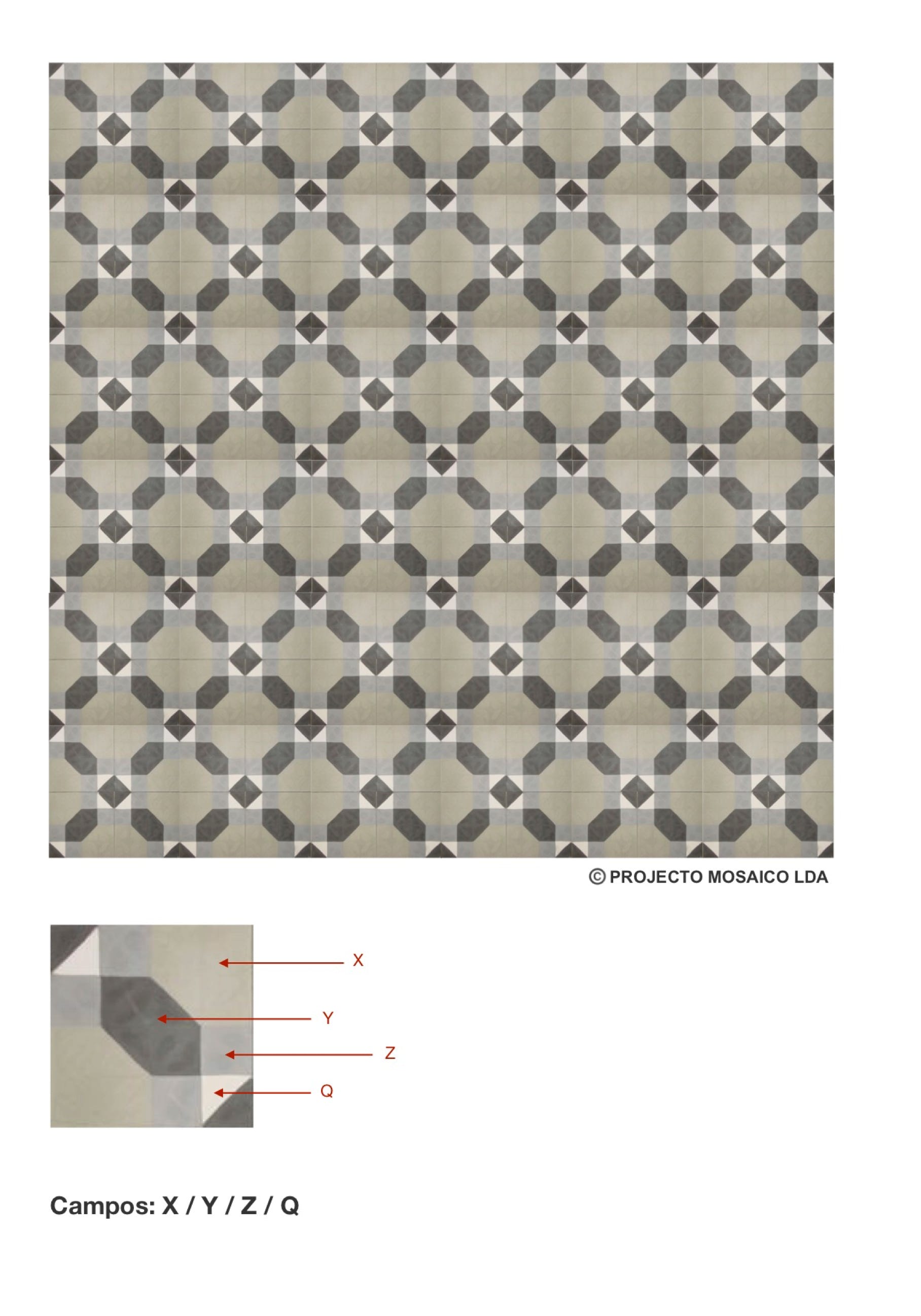 illustração de aplicação do mosaico hidráulico ref: Campos