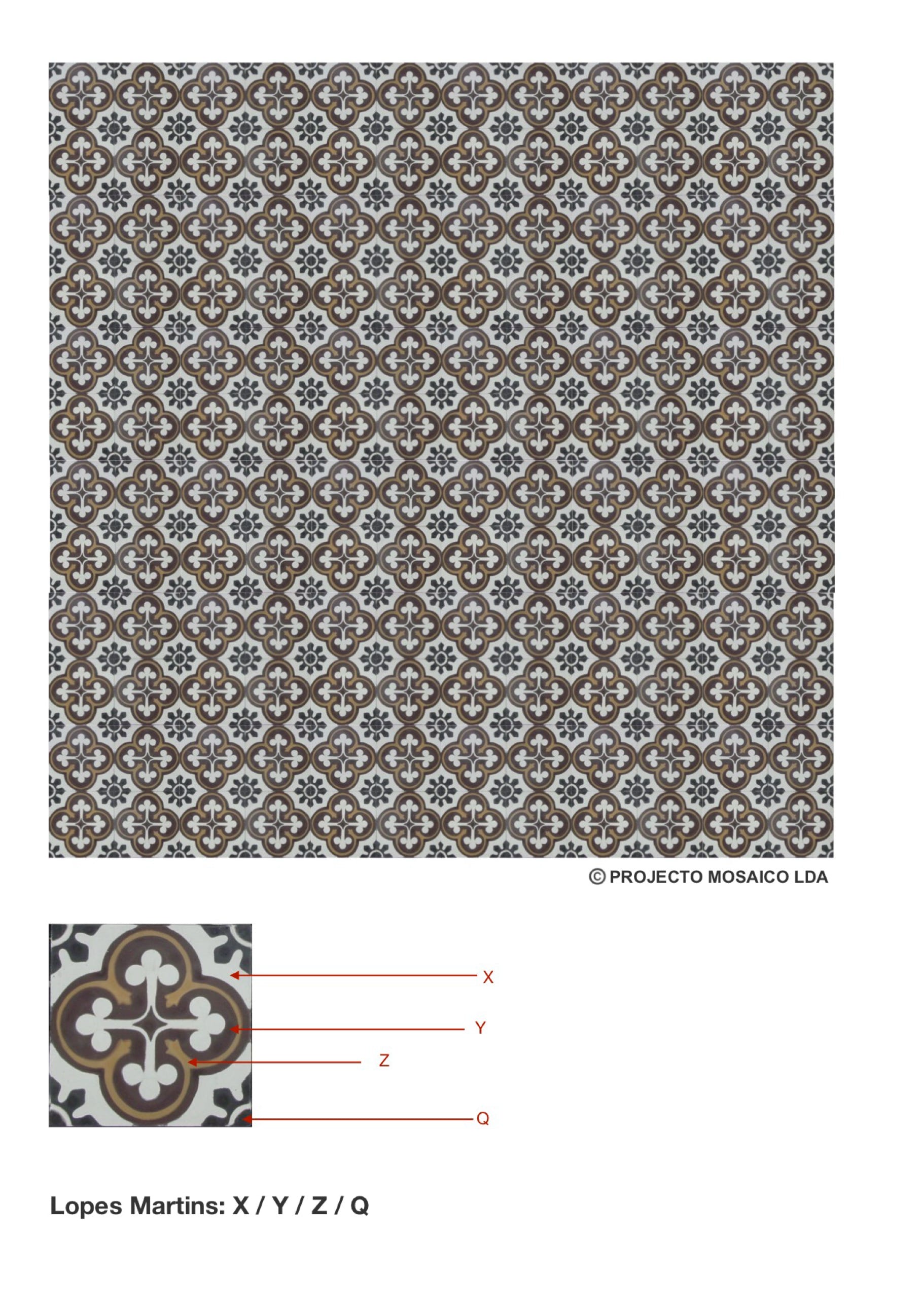 illustração de aplicação do mosaico hidráulico ref: Lopes Martins