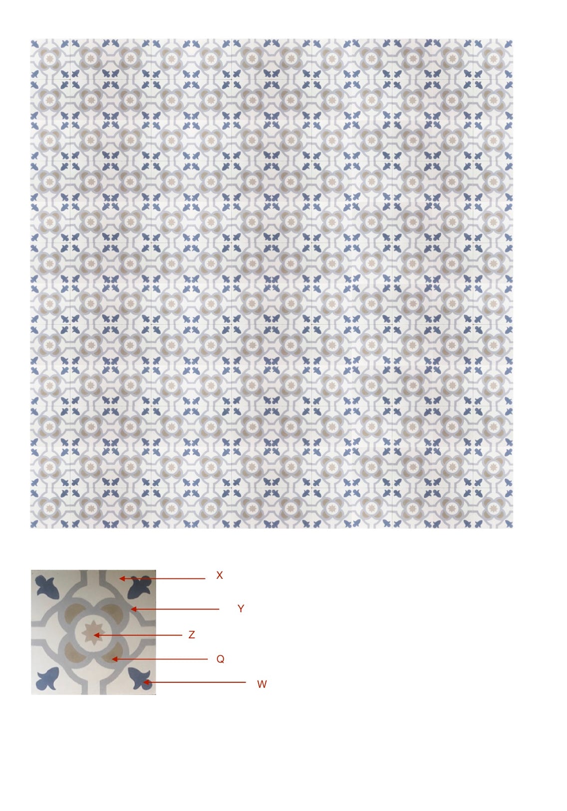 illustração de aplicação do mosaico hidráulico ref: Echeveria