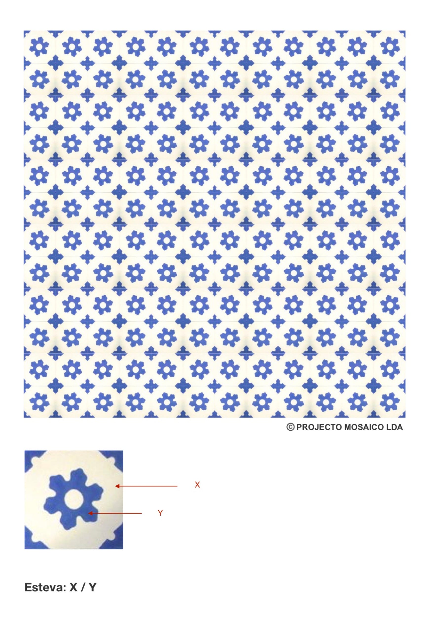 illustração de aplicação do mosaico hidráulico ref: Esteva