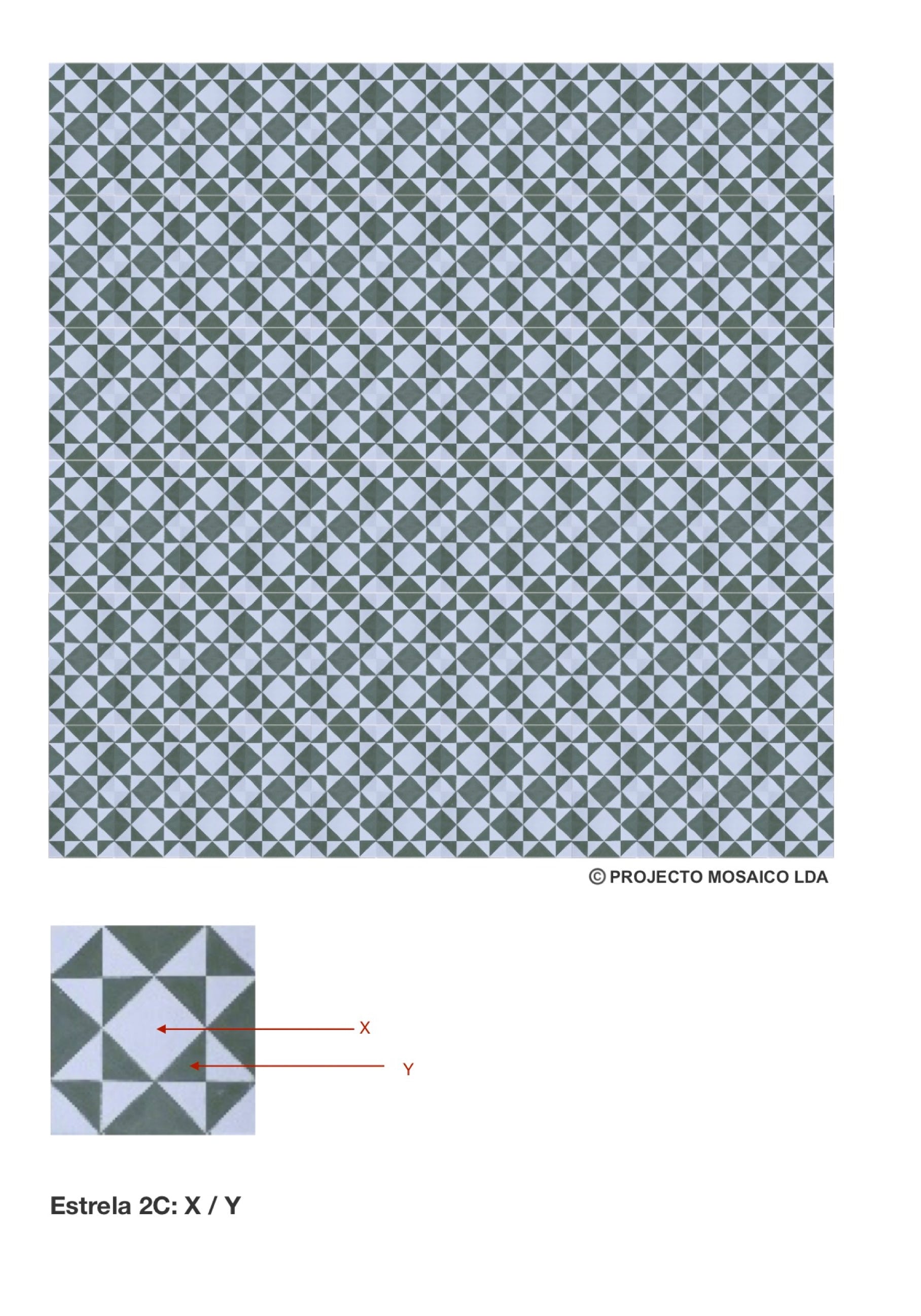 illustração de aplicação do mosaico hidráulico ref: Estrela 2C