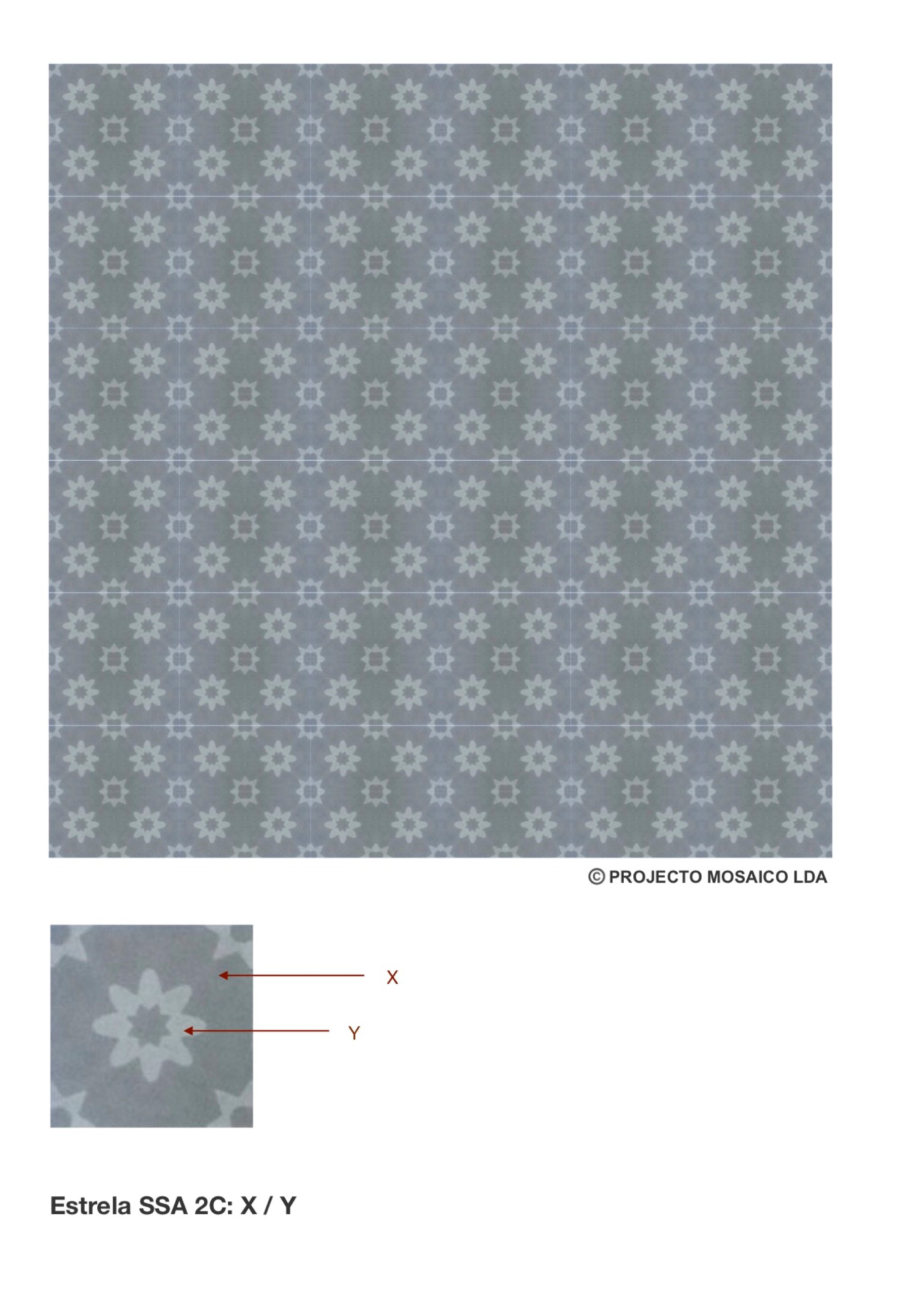 illustração de aplicação do mosaico hidráulico ref: Estrela SSA