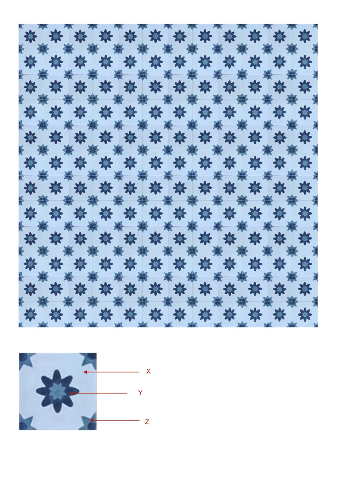 illustração de aplicação do mosaico hidráulico ref: Estrela SSA 3C