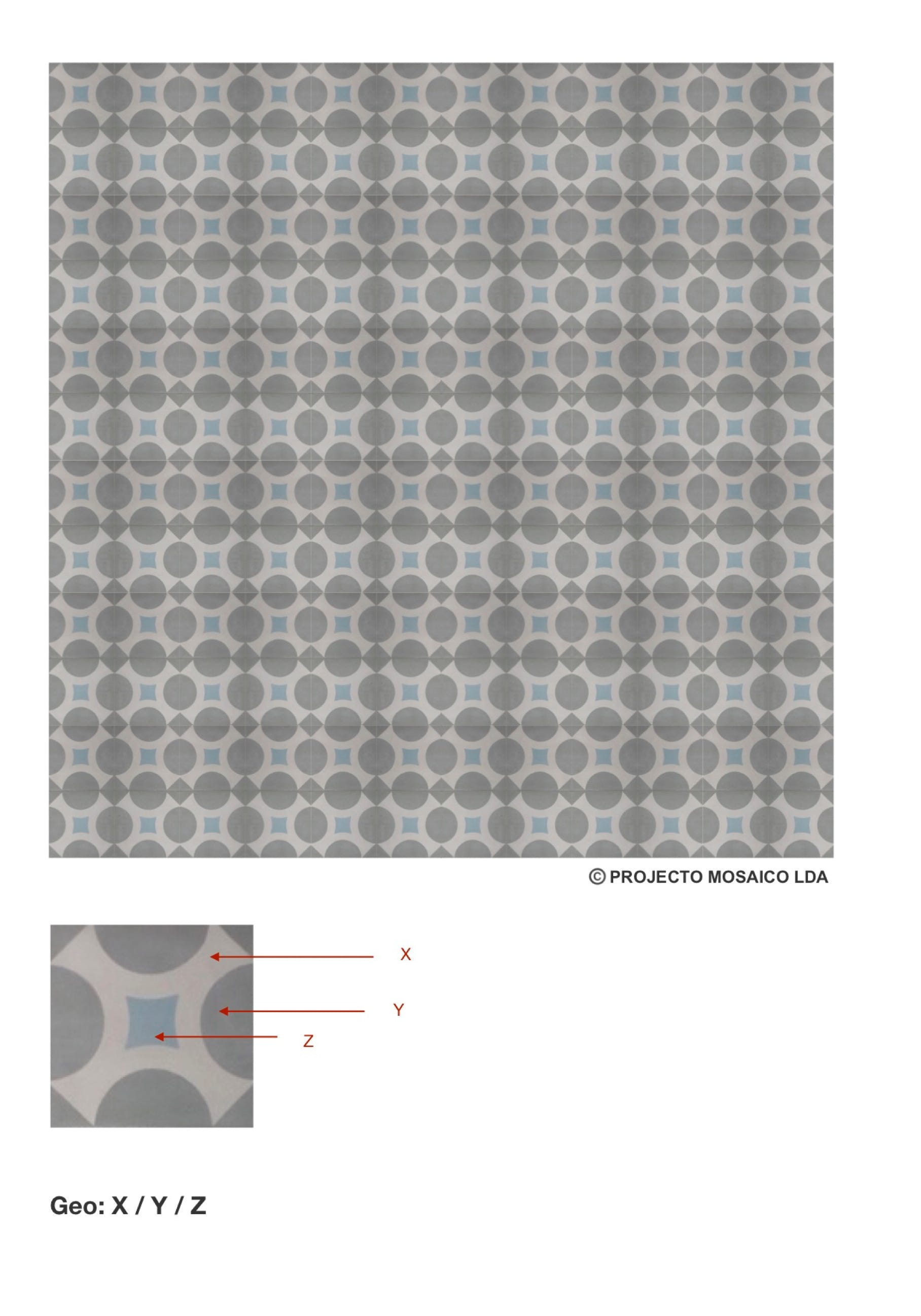 illustração de aplicação do mosaico hidráulico ref: Geo