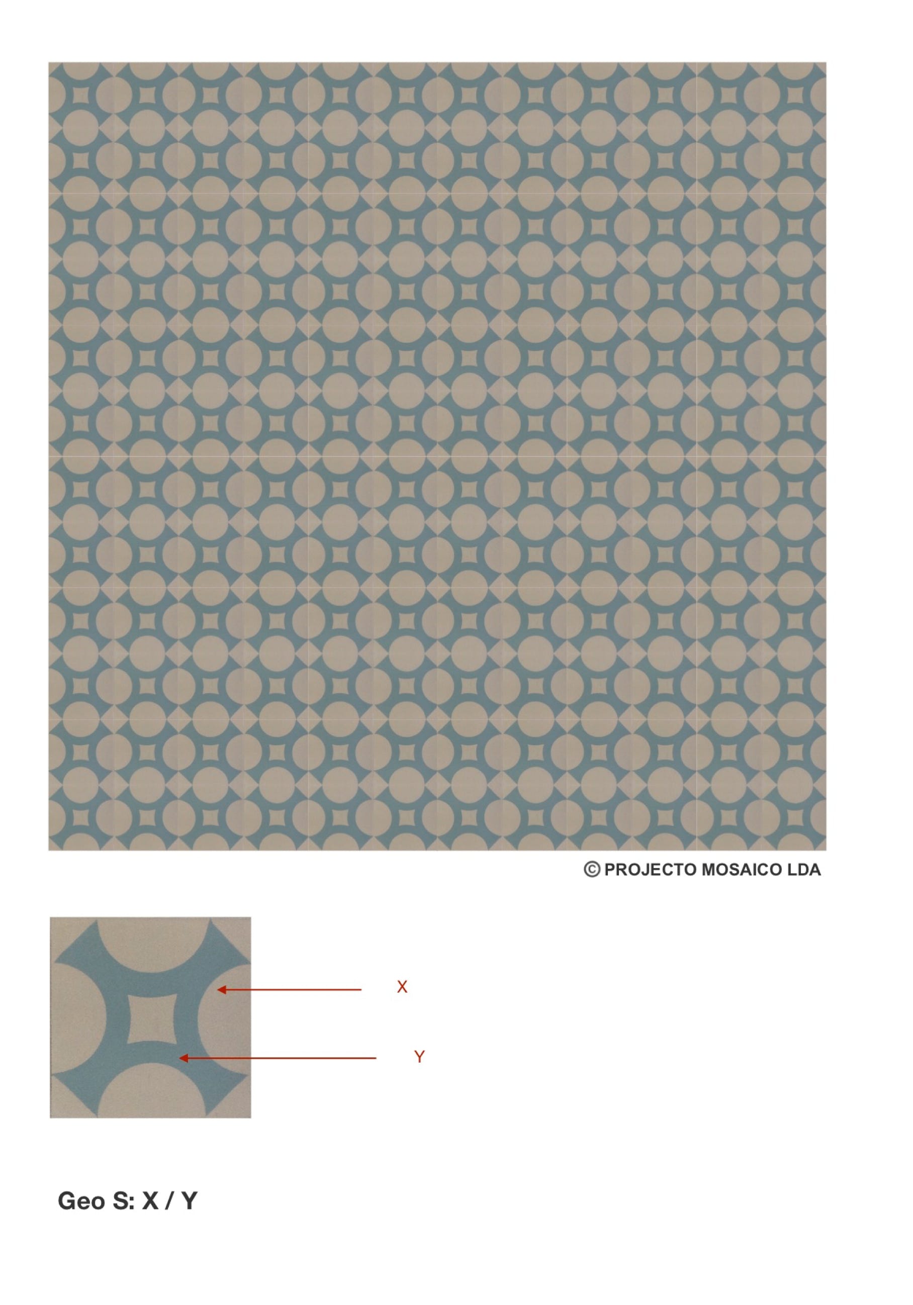 illustração de aplicação do mosaico hidráulico ref: Geo S