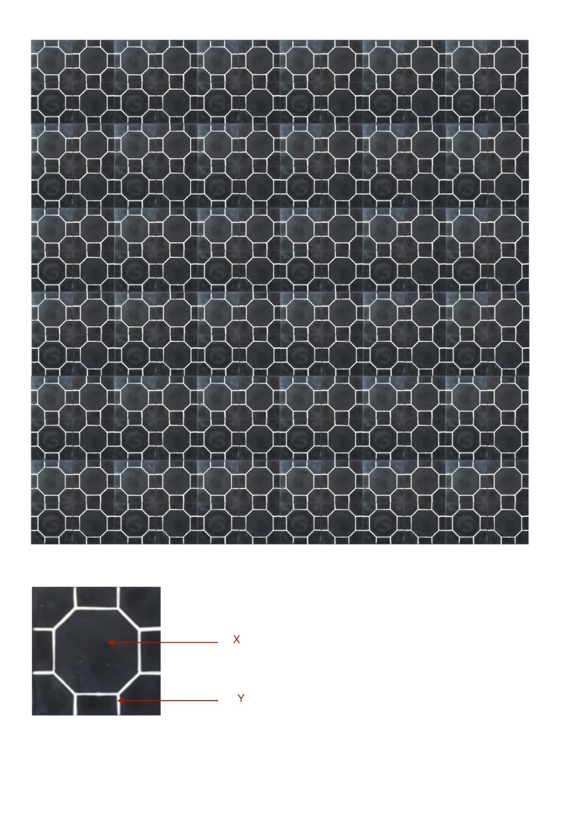 illustração de aplicação do mosaico hidráulico ref: Girafa