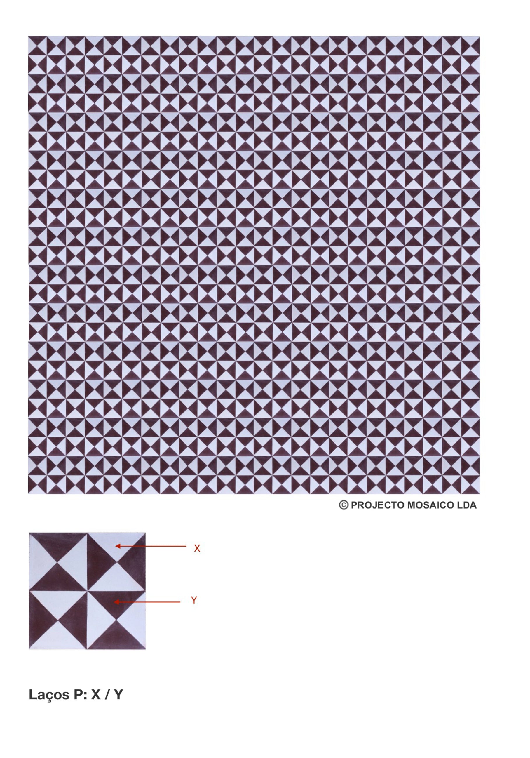 illustração de aplicação do mosaico hidráulico ref: Laços P