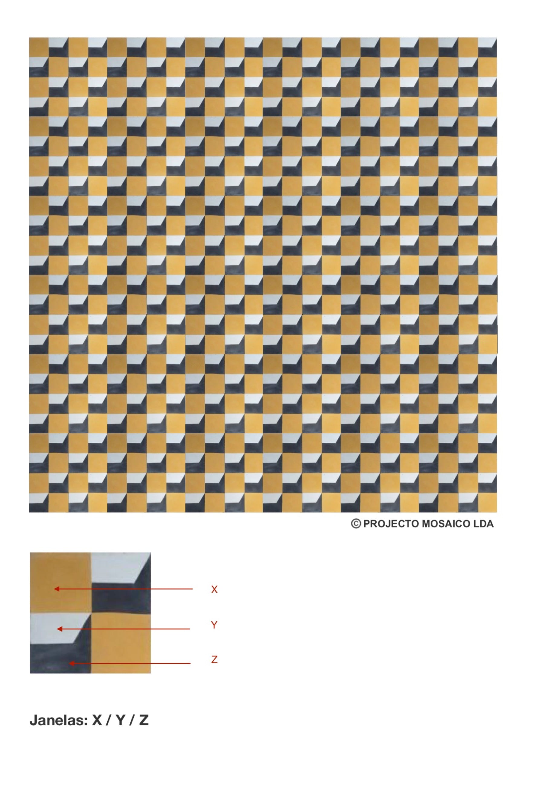 illustração de aplicação do mosaico hidráulico ref: Janelas