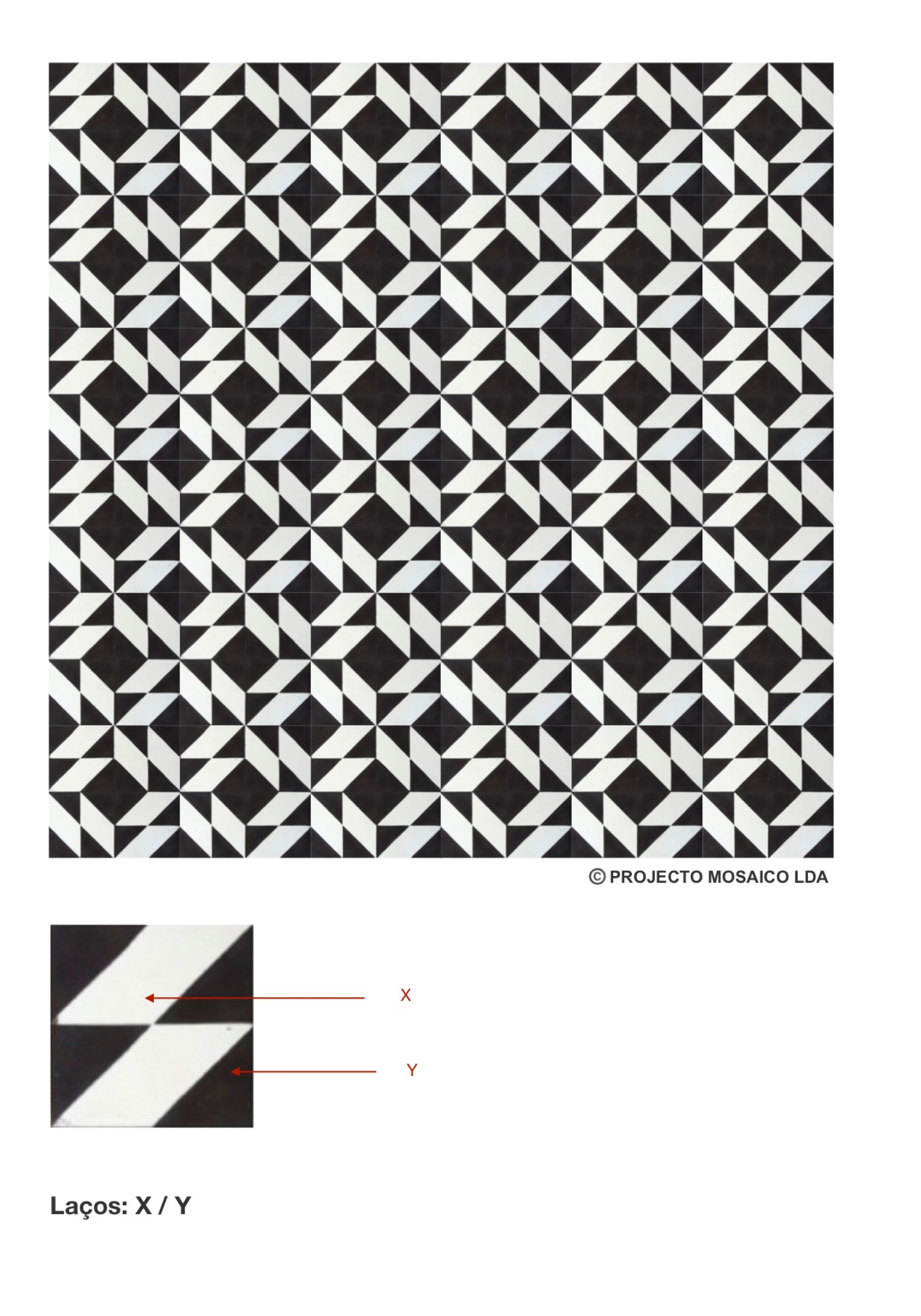 illustração de aplicação do mosaico hidráulico ref: Laços
