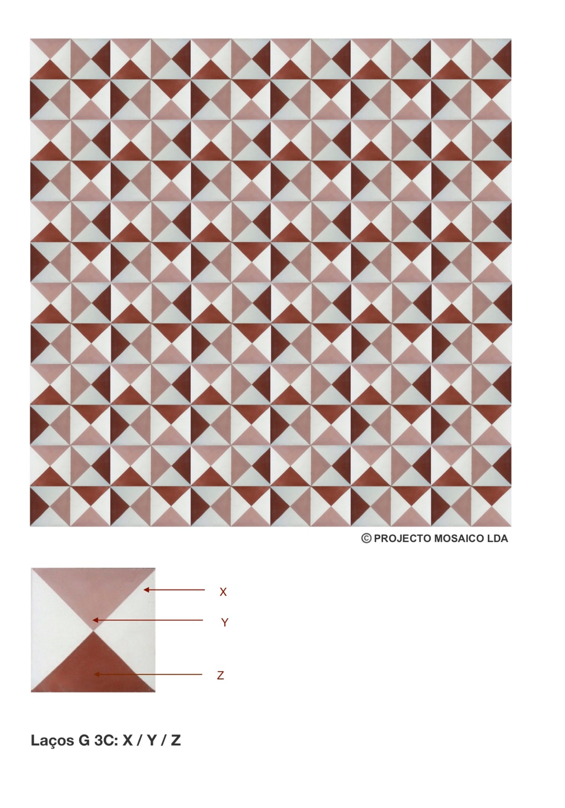illustração de aplicação do mosaico hidráulico ref: Laços G 3C