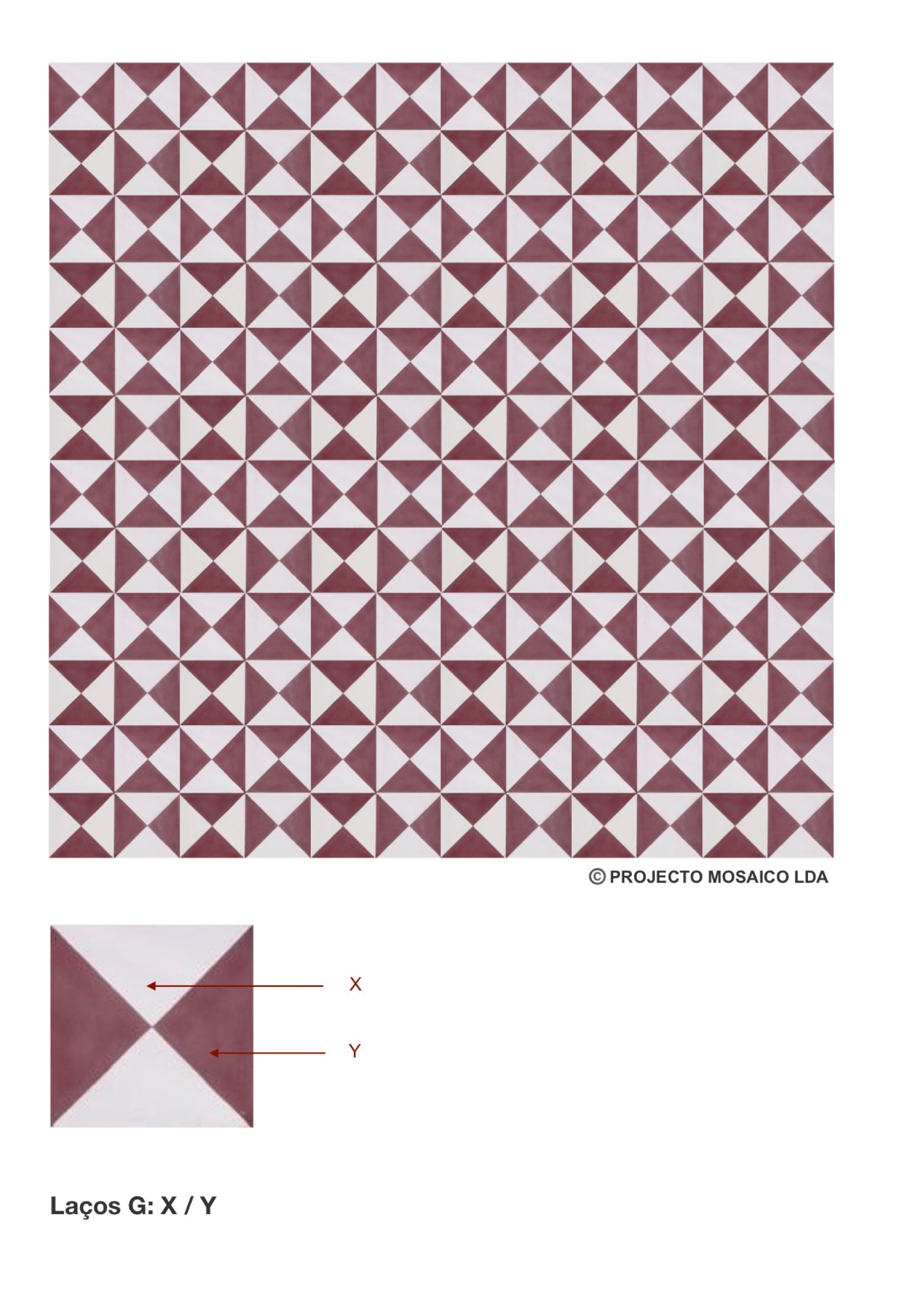 illustração de aplicação do mosaico hidráulico ref: Laços G
