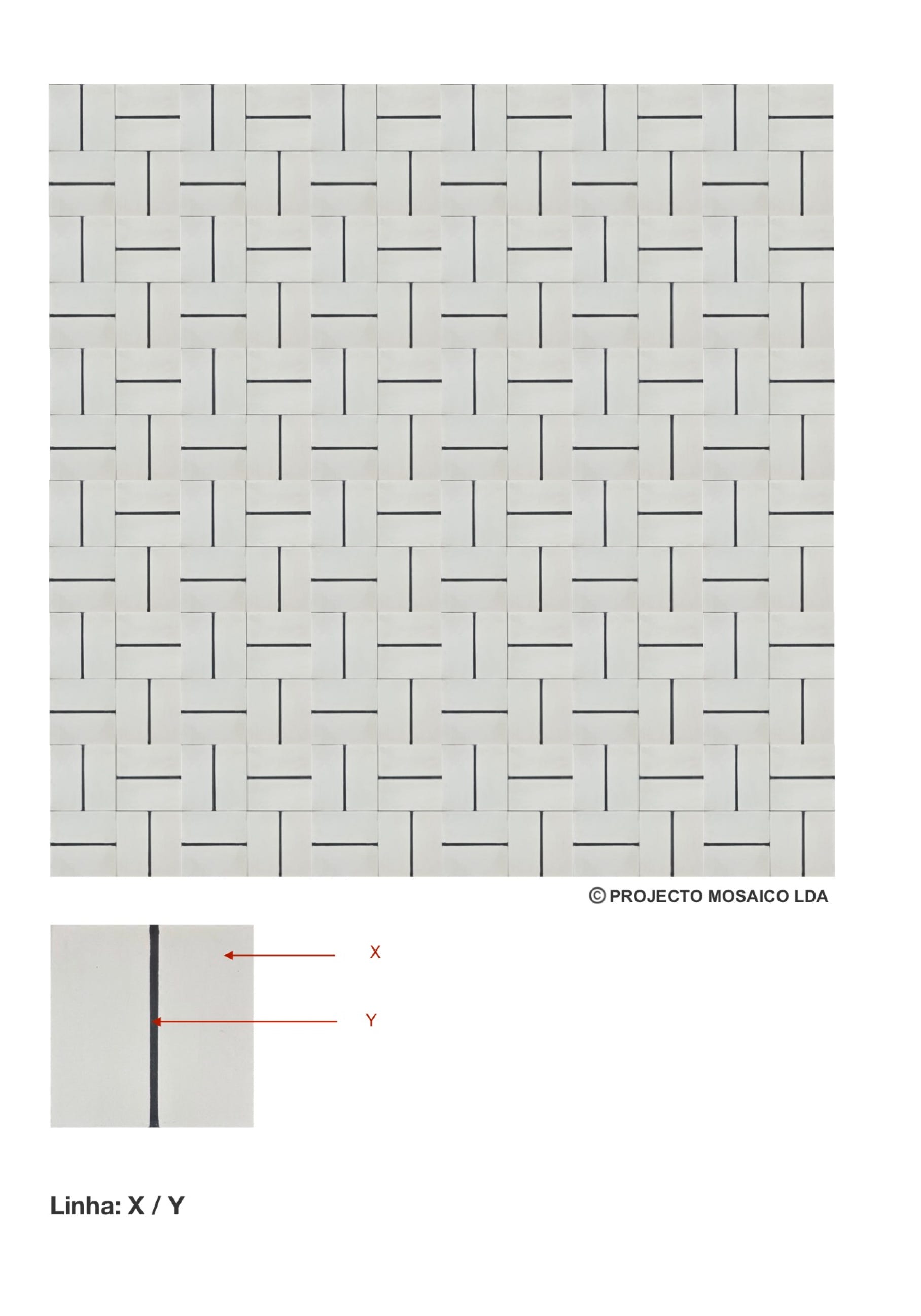 illustração de aplicação do mosaico hidráulico ref: Linha