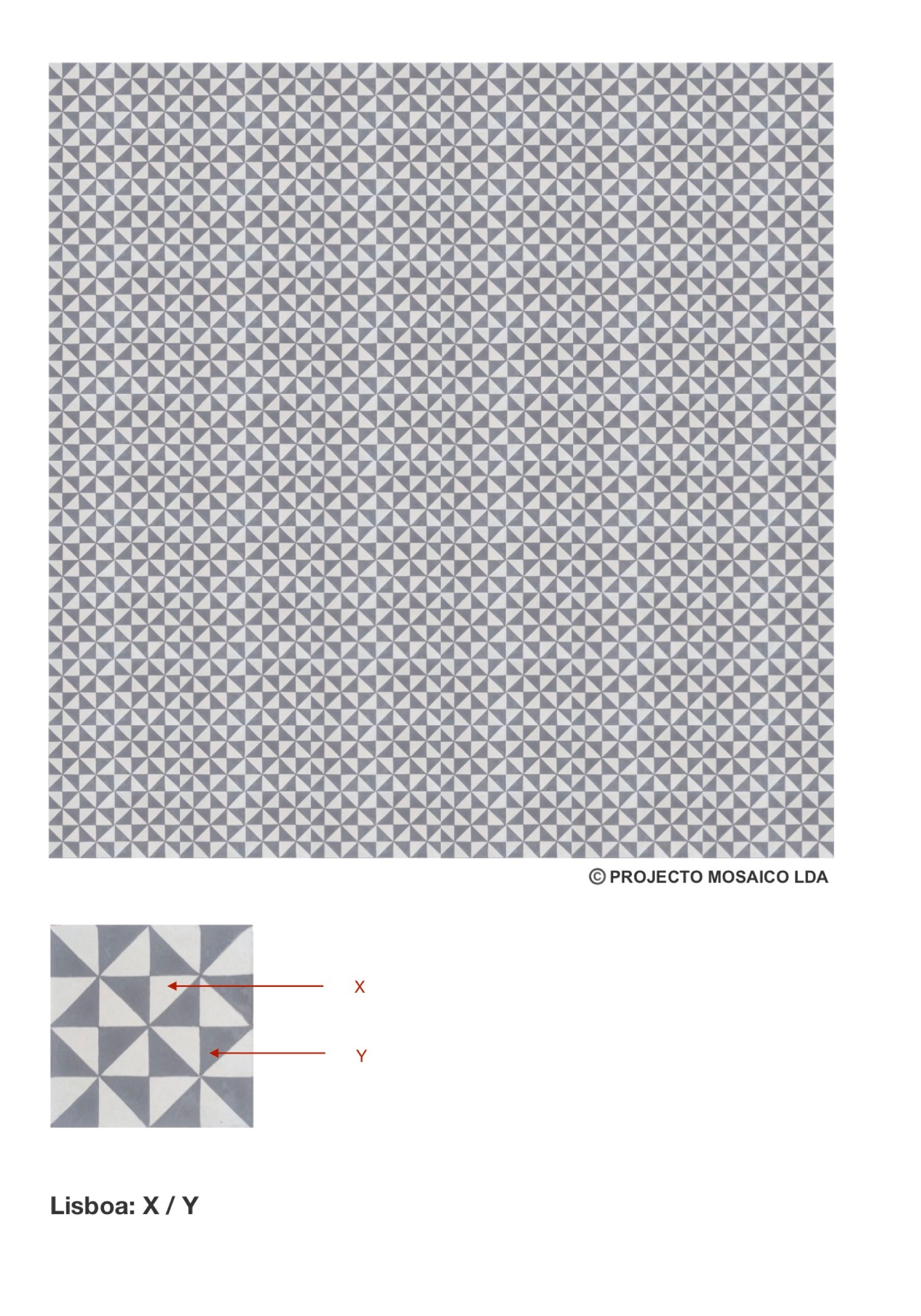 illustração de aplicação do mosaico hidráulico ref: Lisboa P 2C