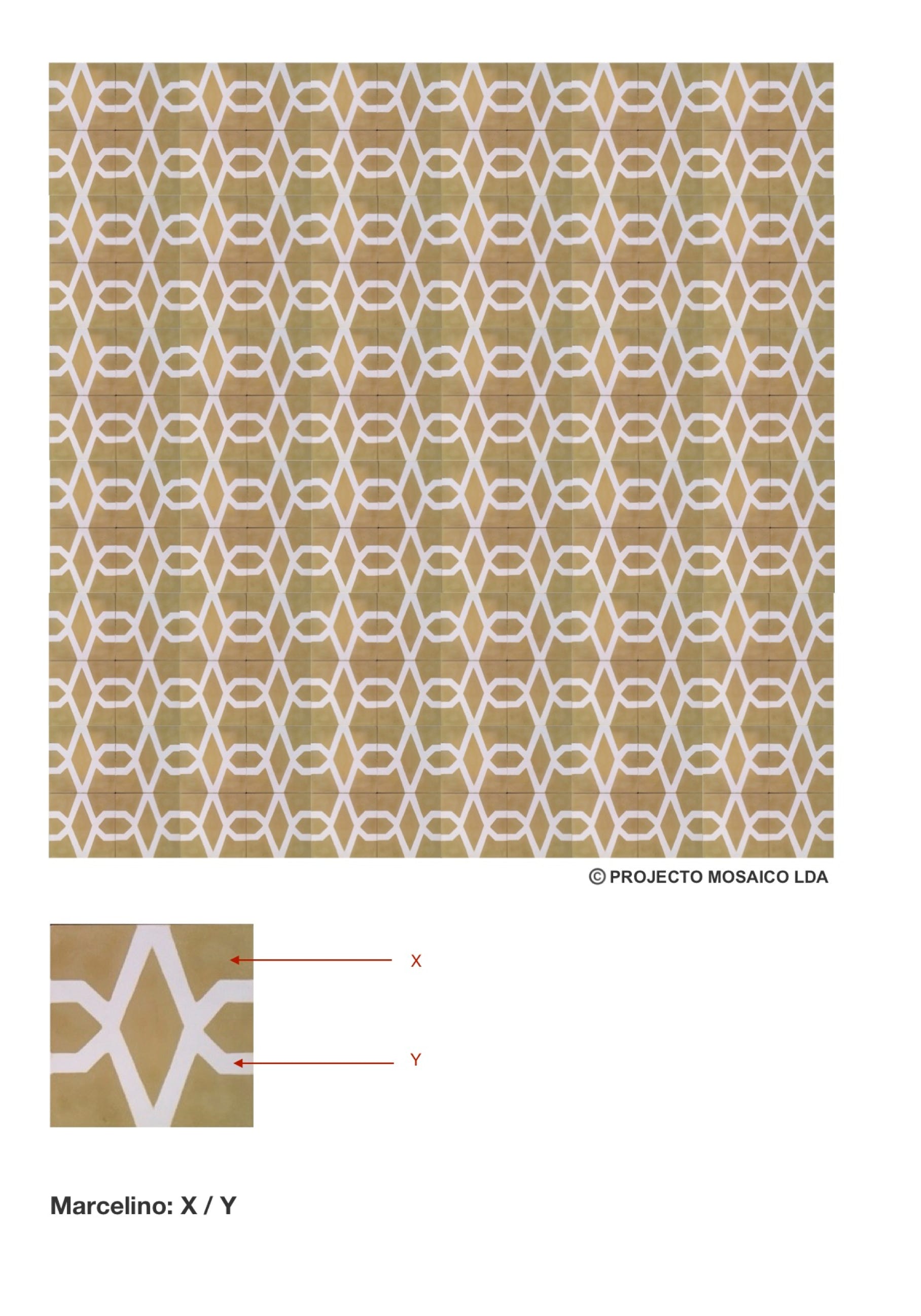 illustração de aplicação do mosaico hidráulico ref: Marcelino