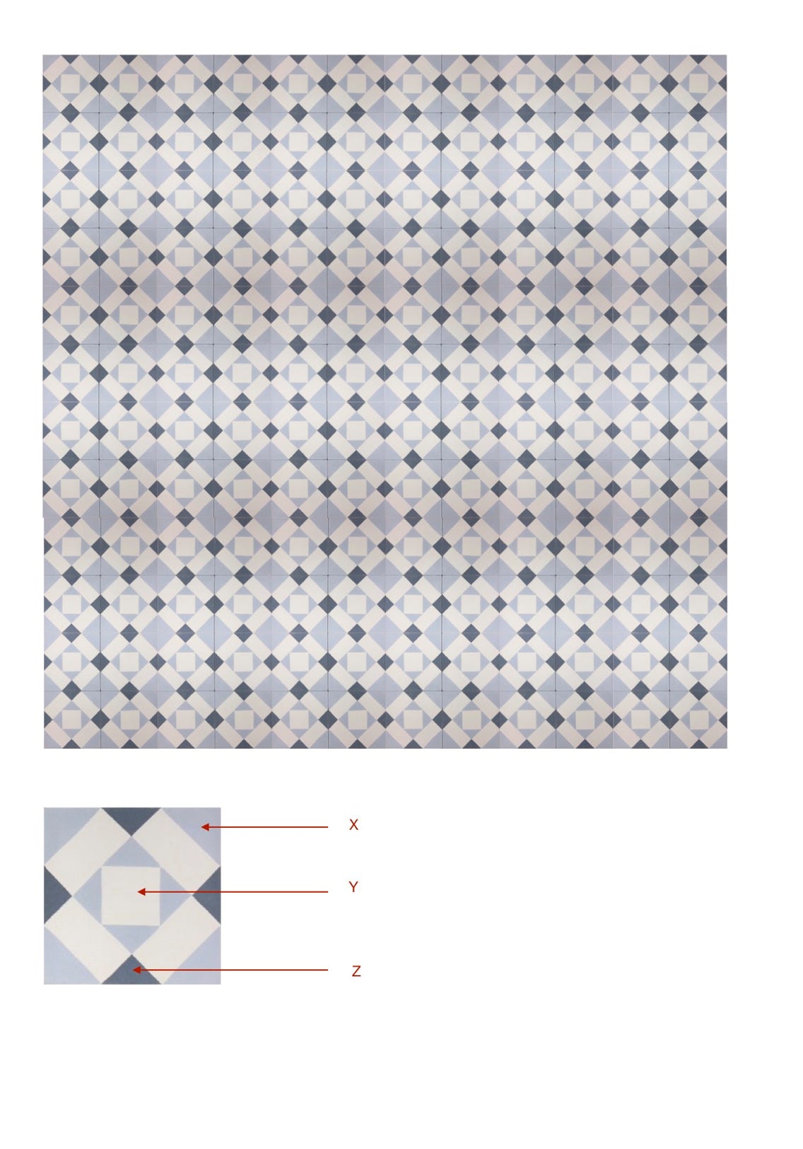 illustração de aplicação do mosaico hidráulico ref: Maria Pia