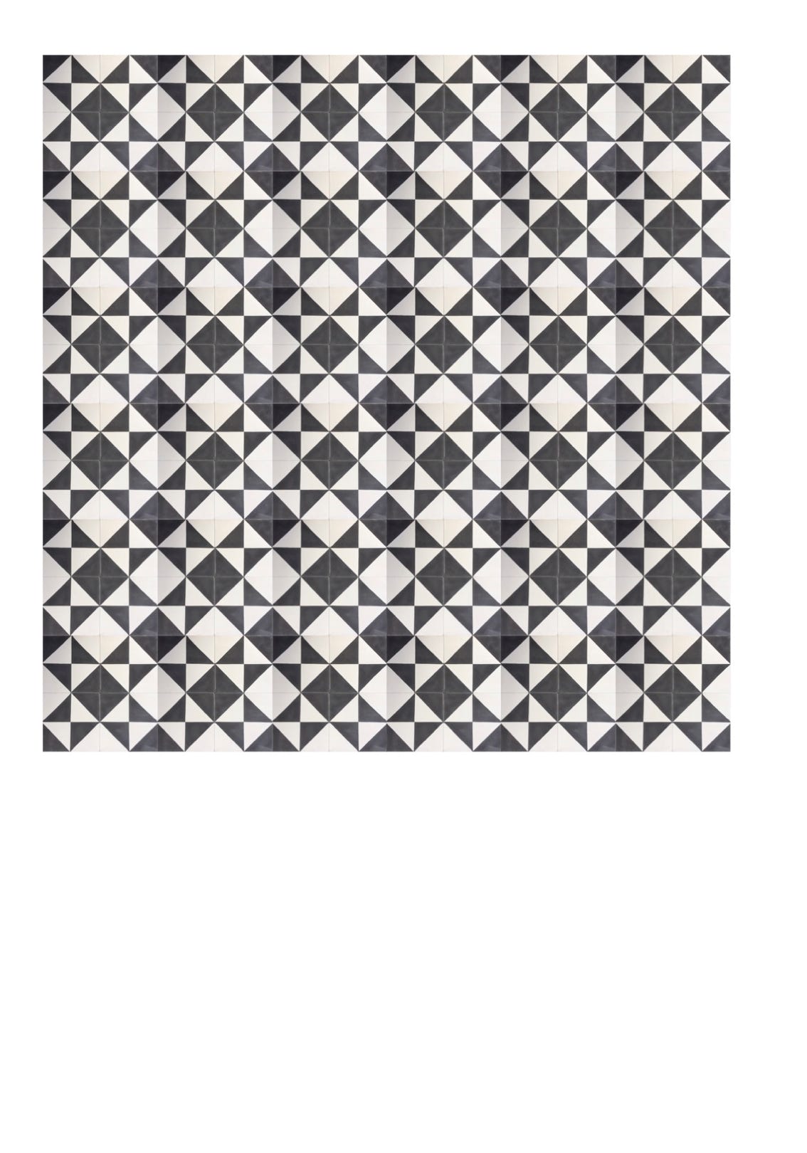 illustração de aplicação do mosaico hidráulico ref: Meia Esquadria P