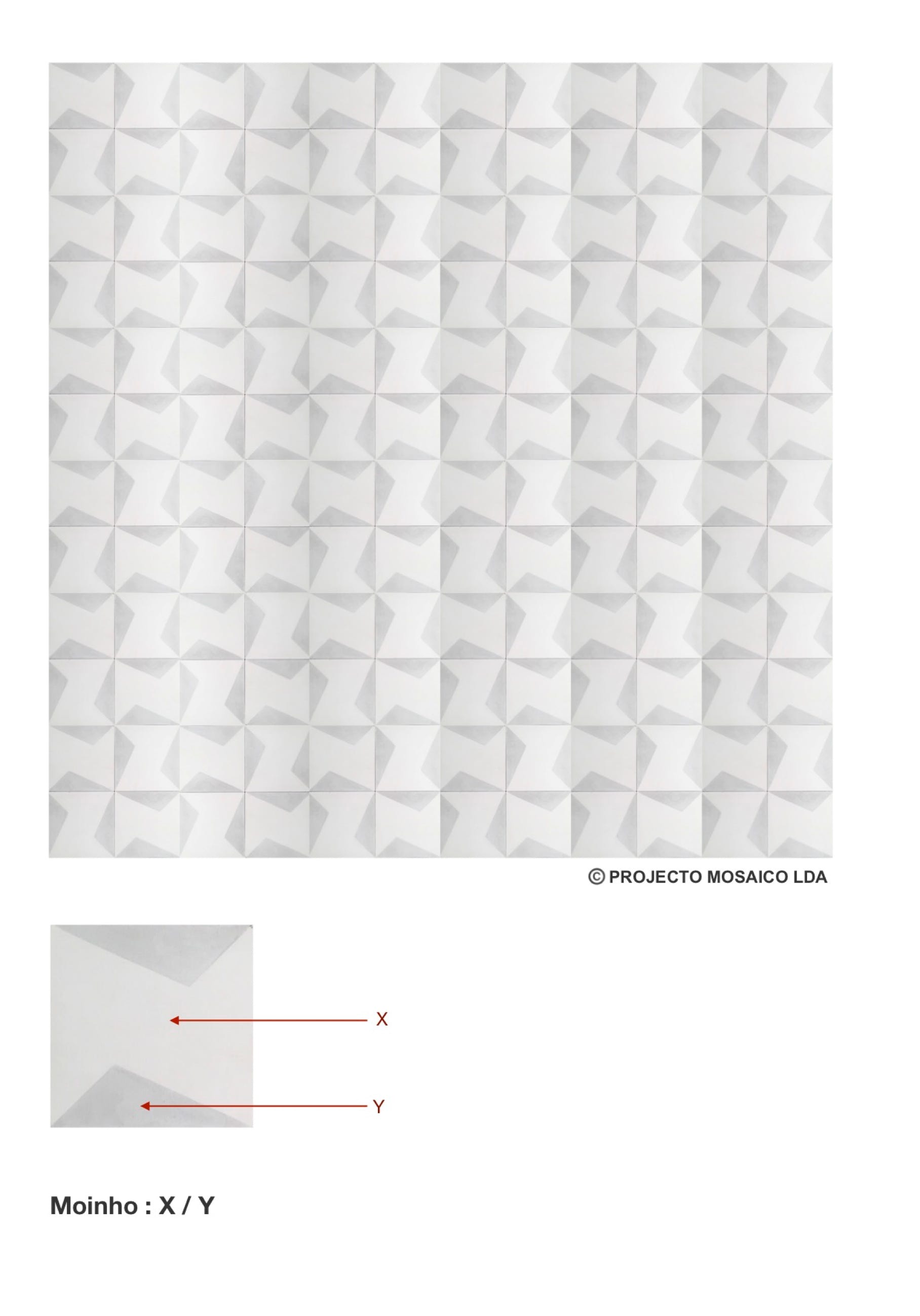 illustração de aplicação do mosaico hidráulico ref: Moinho