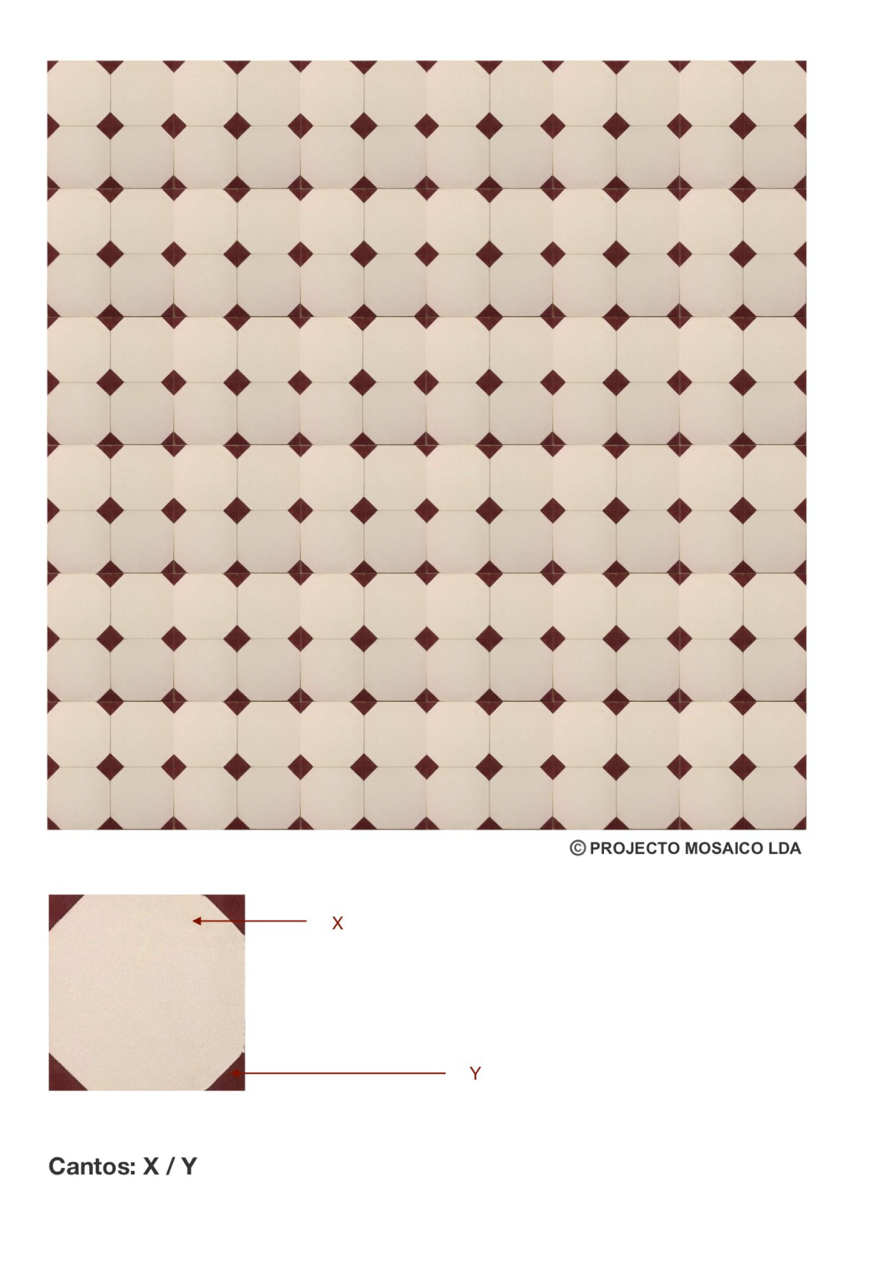 illustração de aplicação do mosaico hidráulico ref: Cantos