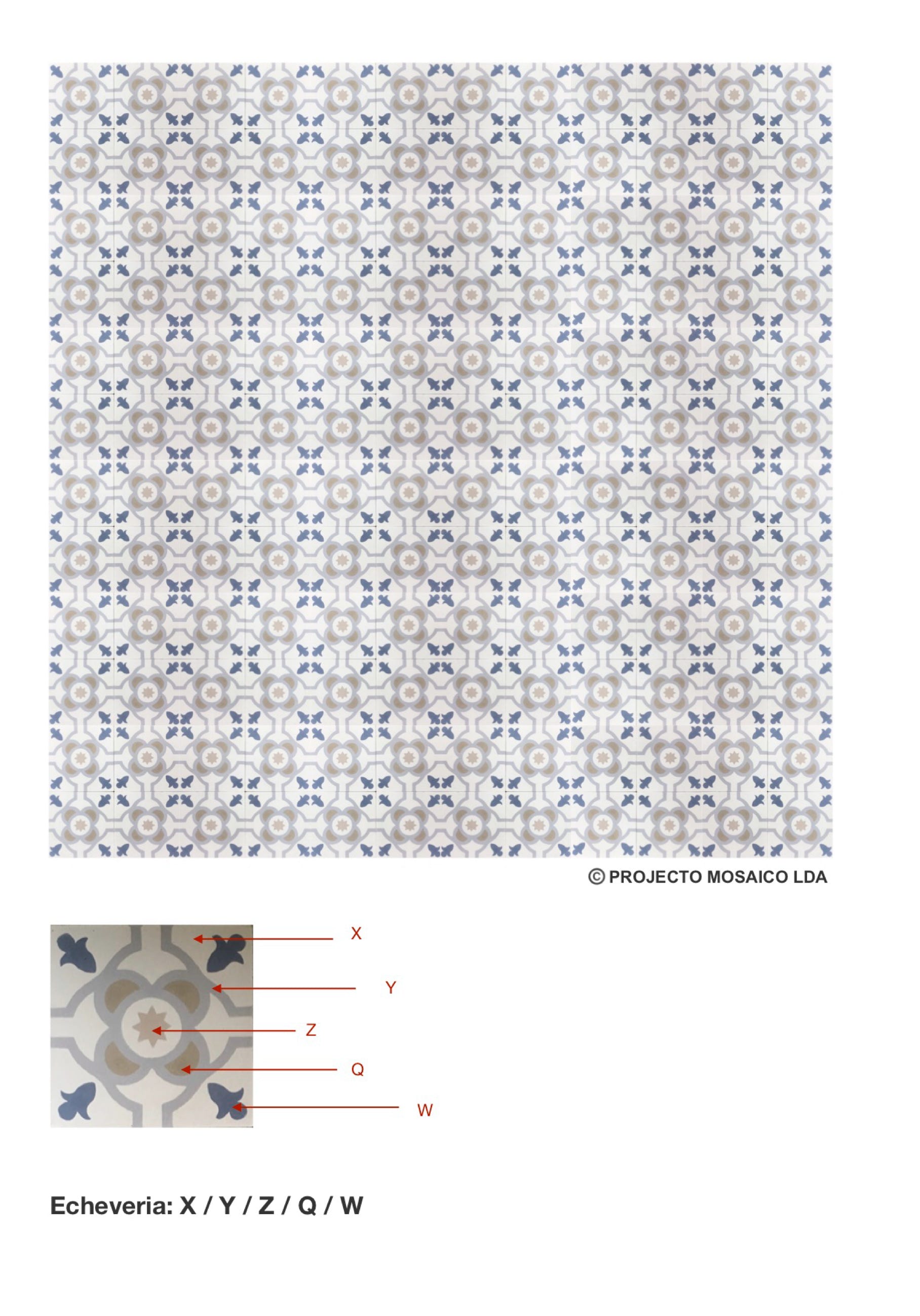 illustração de aplicação do mosaico hidráulico ref: Echeveria