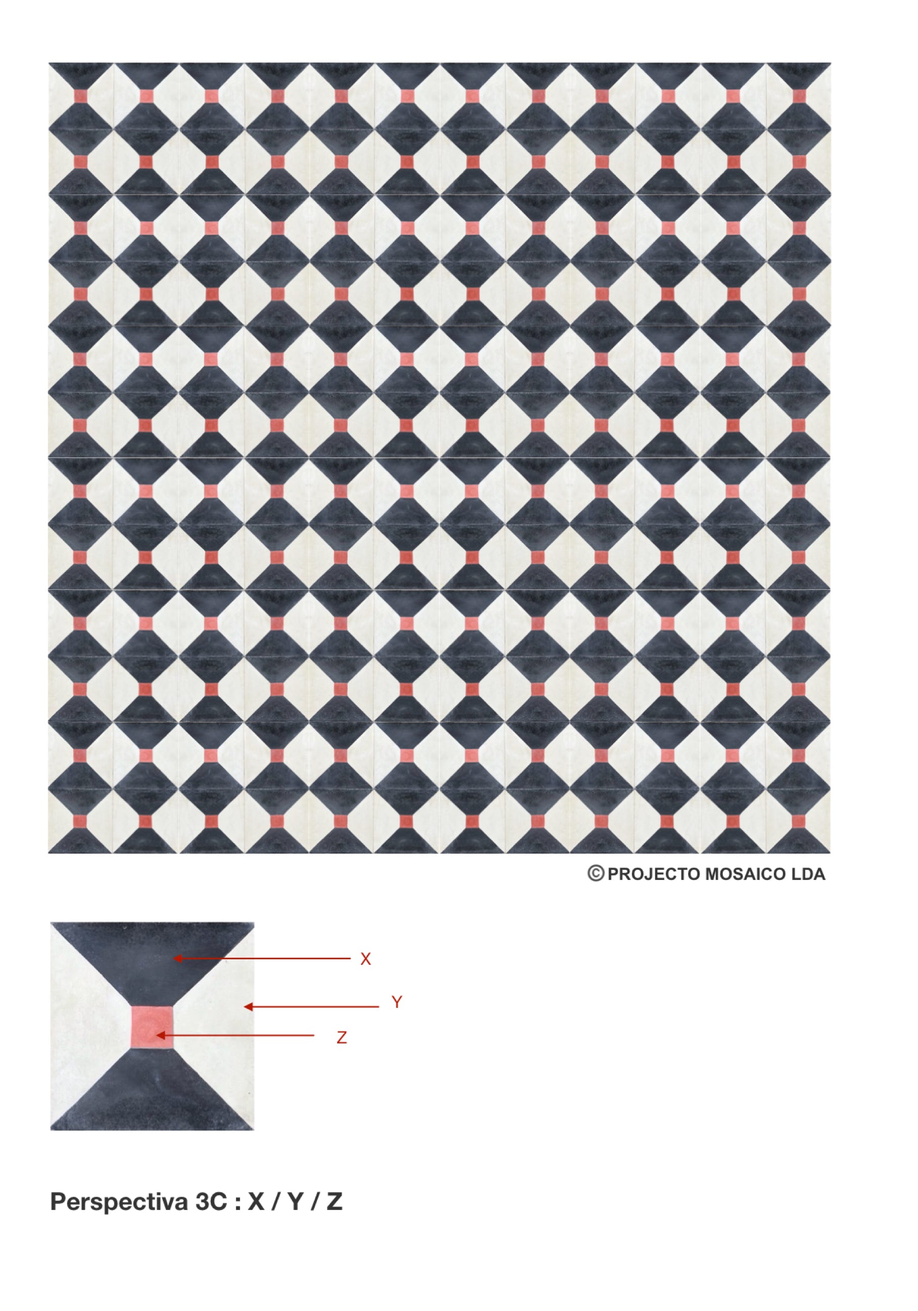 illustração de aplicação do mosaico hidráulico ref: Perspectiva