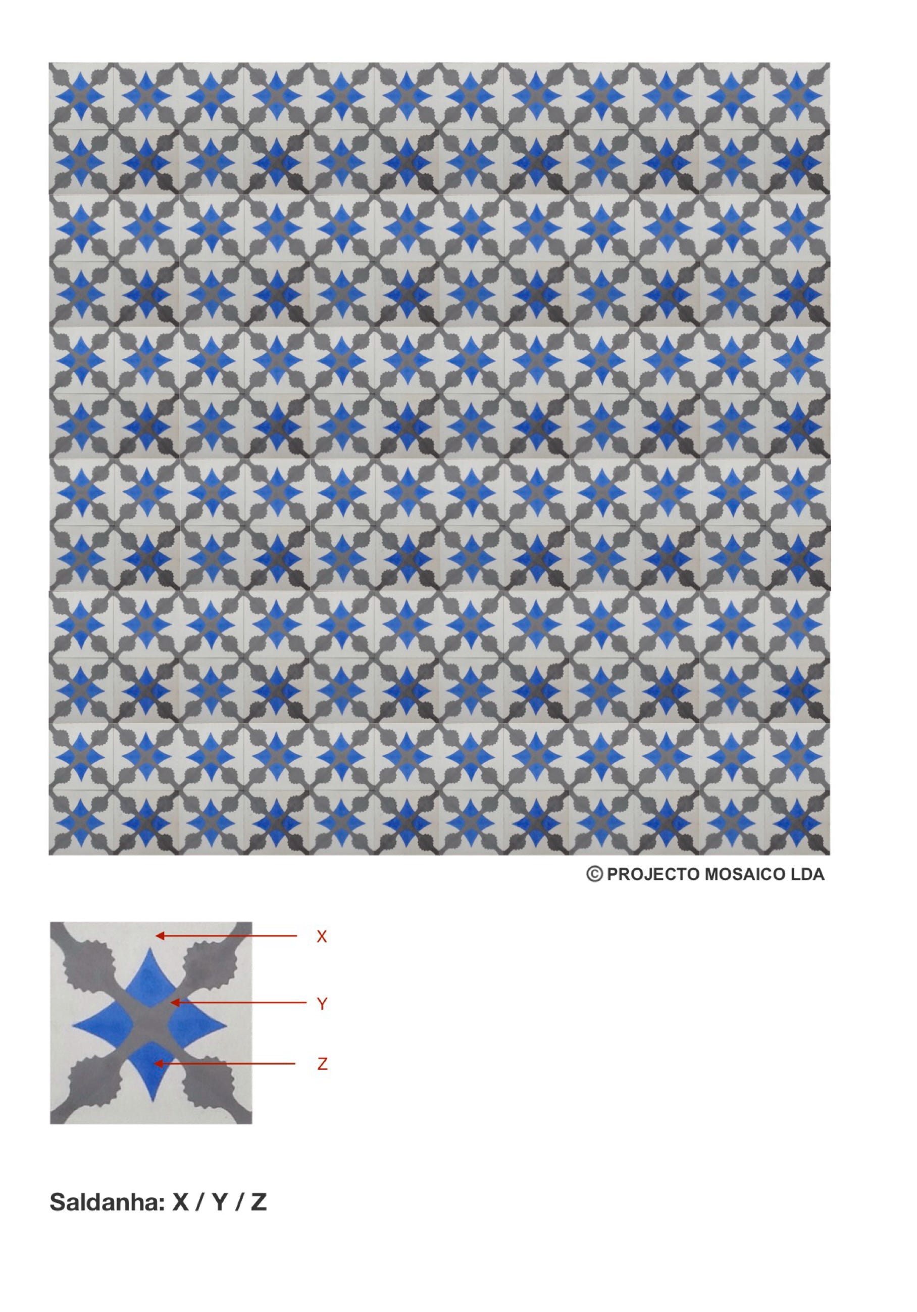 illustração de aplicação do mosaico hidráulico ref: Saldanha