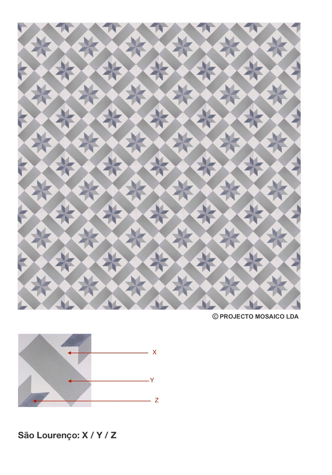 illustração de aplicação do mosaico hidráulico ref: São Lourenço