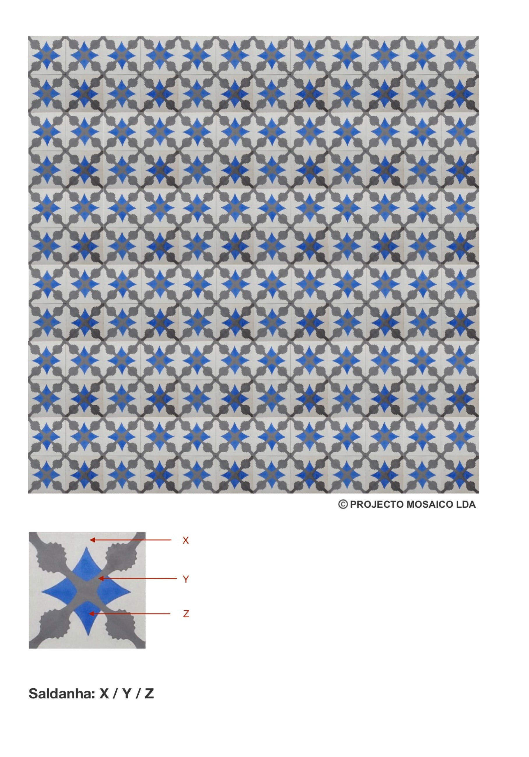 illustração de aplicação do mosaico hidráulico ref: Saldanha