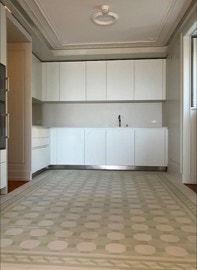 mosaico hidráulico padrão Octógono aplicado numa cozinha na Vila Maria Pia no Monte Estoril