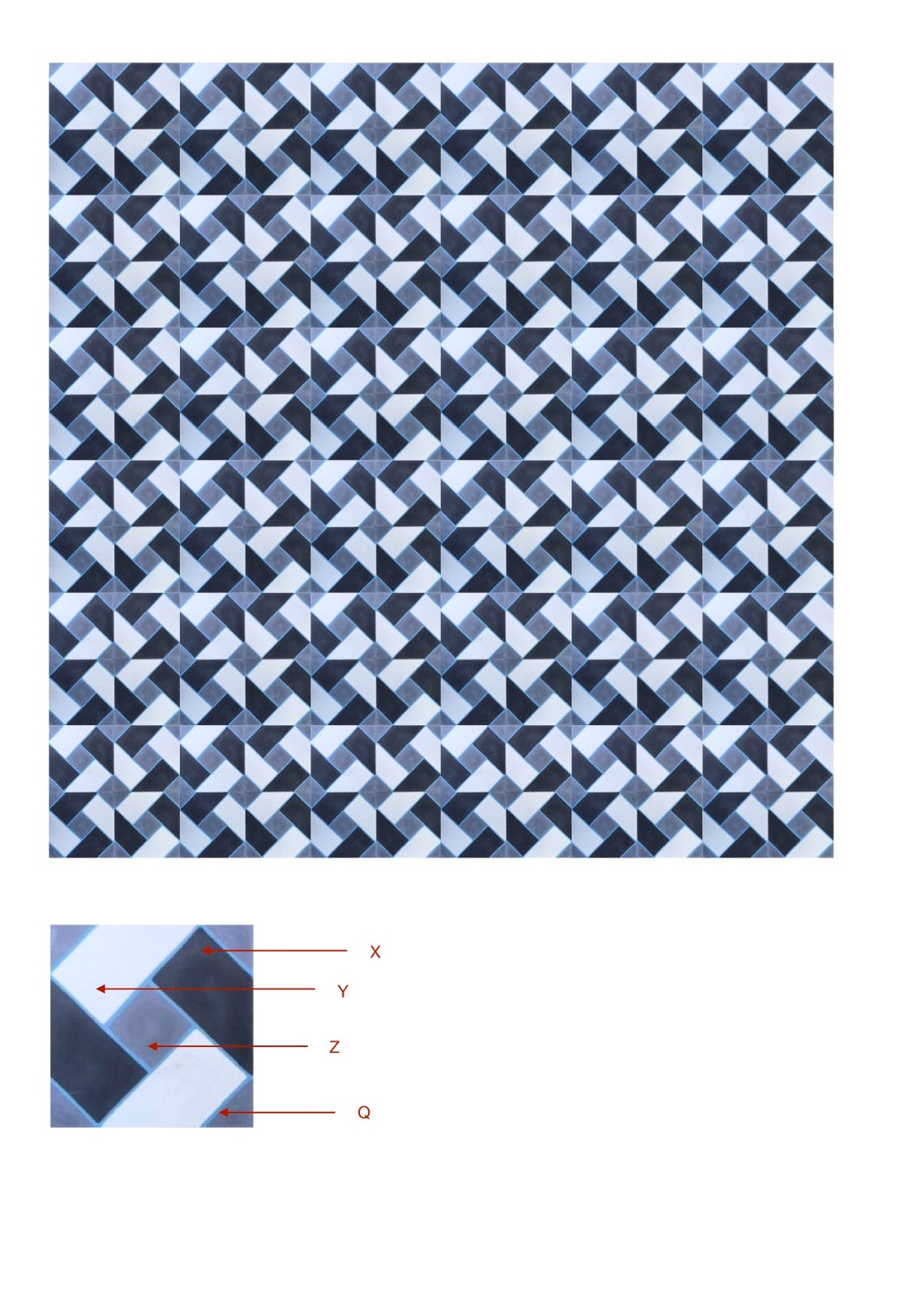 illustração de aplicação do mosaico hidráulico ref: Trança 4C