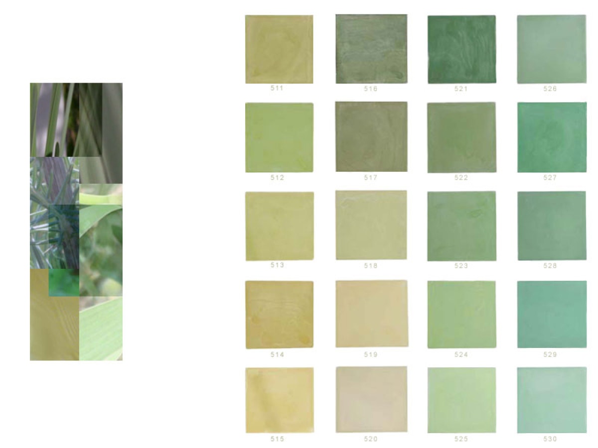 A gama de tons verdes da projecto Mosaico